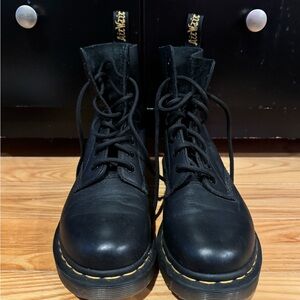 Dr. Martens Black Boots with Yellow Stitching
